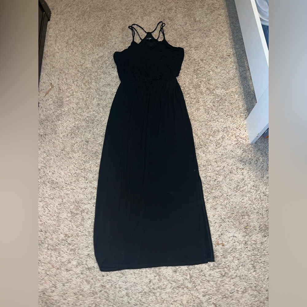 Black size large petite maxi dress super soft and stretchy amazing material